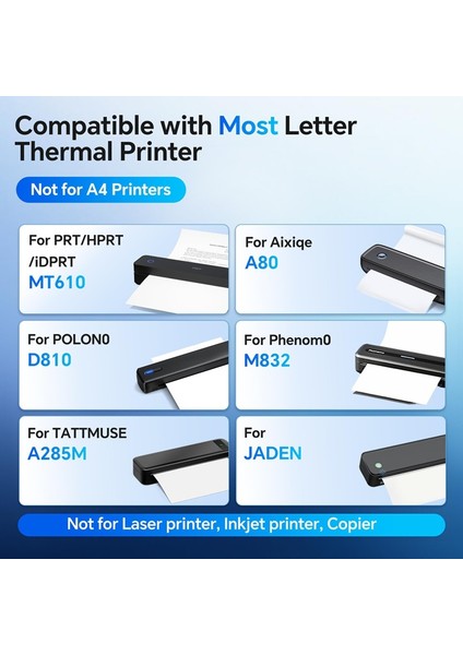 Termal Kağıt 8,5 x 11 Mektup Termal Yazıcı Kağıdı 100 Yaprak, MT610 ve Çoğu Mektup Taşınabilir Yazıcı Için (Yurt Dışından) modelleri