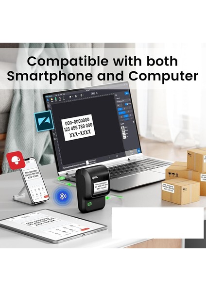 Etiket Makinesi, Cep Telefonları ve Bilgisayarlarla Uyumlu Bluetooth Etiket Makinesi, Adres A Için Mürekkepsiz Taşınabilir Etiket Makinesi (Yurt Dışından) modelleri