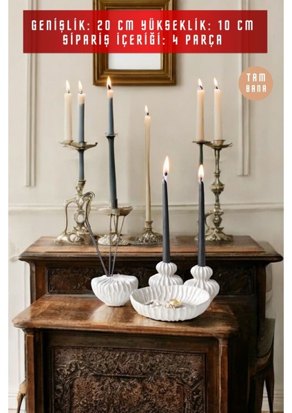 Beyaz Dekoratif Vazo Seti Obje Ev Dekorasyon Masa Üstü Dekor Vazo Seti Model 1013