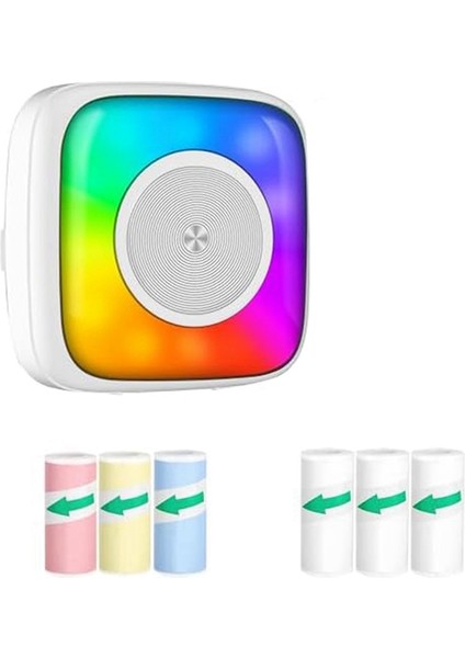 Etiket Yazıcısı 7 Renkli Aydınlatma Modu ile 6 Rulo Etiket Yazıcısı, Ios ve Android ile Uyumlu (Yurt Dışından) fiyatları