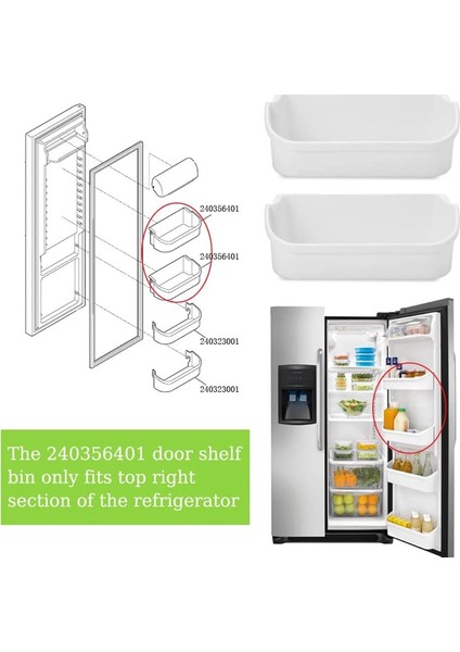 240356401 Buzdolabı Kapı Rafı Bölmesi Değişimi, FRS6HR5JW0, FFHS2622MBMA, FRS26RLECSR ve Üst Kapı Bölmesi ile Uyumlu (Yurt Dışından) indirimleri
