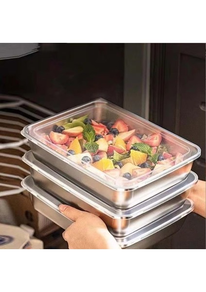 Buzdolabı Için Et Saklama Kabı 3x Kapaklı Hava Geçirmez Gıda Saklama Kapları Paslanmaz Çelik Pastırma Saklama Kabı Buzdolabı Düzenleyici (Yurt Dışından) fiyatları