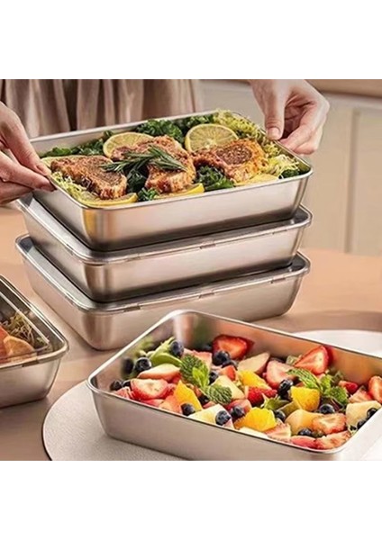 Buzdolabı Için Et Saklama Kabı 3x Kapaklı Hava Geçirmez Gıda Saklama Kapları Paslanmaz Çelik Pastırma Saklama Kabı Buzdolabı Düzenleyici (Yurt Dışından) modelleri