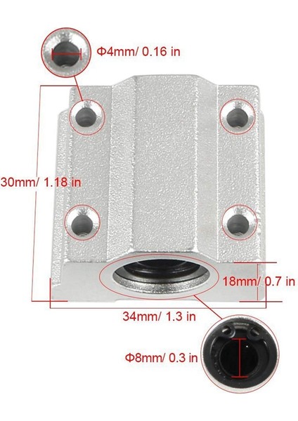 3D Yazıcı Kaydırma Bloğu Doğrusal Hareket Bilyalı Rulman SCS8UU 8mm Burç Anet A8 Prusa I3 4 Adet (Yurt Dışından) indirimleri