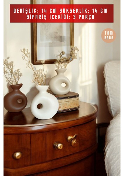 Dekoratif Vazo Seti Obje Ev Dekorasyon Masa Üstü Dekor Vazo Seti Model 34