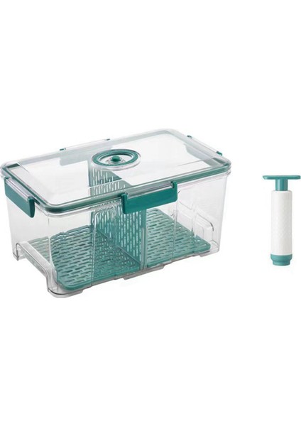 Vakumlu Gıda Saklama Kabı Şeffaf Buzdolabı Düzenleyici Drenaj Ağı Kapasiteli Gıda Dağıtıcı Mutfak Için Yeşil L (Yurt Dışından)