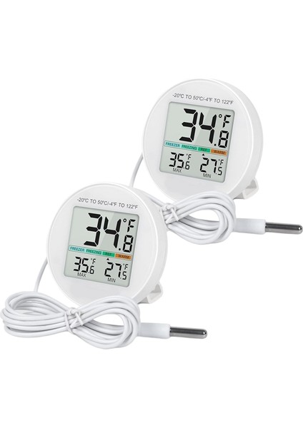 Buzdolabı Termometresi 2'li Paket, Harici Sensörlü, Ev Ticari Kullanım Için Buzdolabı Sıcaklık Monitörü, LCD Ekranlı (Yurt Dışından) fiyatları