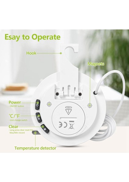 Buzdolabı Termometresi 2'li Paket, Harici Sensörlü, Ev Ticari Kullanım Için Buzdolabı Sıcaklık Monitörü, LCD Ekranlı (Yurt Dışından) fırsatları