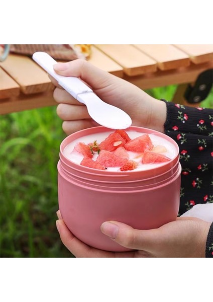 Paslanmaz Çelik Vakumlu Çorba Bardağı - Kaşıklı Taşınabilir Öğle Yemeği Kutusu, Mikrodalgaya Uygun, Sevimli Tasarım Pembe (Yurt Dışından) modelleri