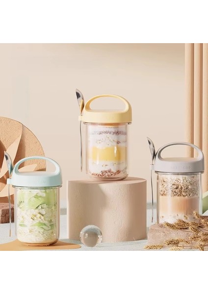 Kaşıklı Taşınabilir Kahvaltılık Bardak - Gıda Sınıfı Yulaf Ezmesi Yoğurt Salata Bardağı, Kapatılabilir Kapak, Kolay Temizleme, Milkshake Için Ideal (Yurt Dışından) modelleri