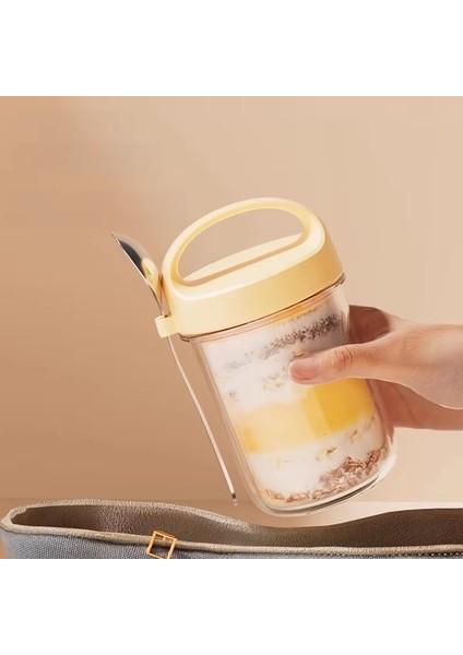 Kaşıklı Taşınabilir Kahvaltılık Bardak - Gıda Sınıfı Yulaf Ezmesi Yoğurt Salata Bardağı, Kapatılabilir Kapak, Kolay Temizleme, Milkshake Için Ideal (Yurt Dışından) fırsatları
