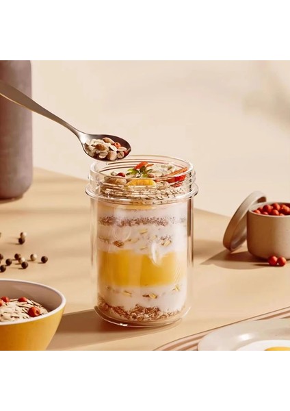 Kaşıklı Taşınabilir Kahvaltılık Bardak - Gıda Sınıfı Yulaf Ezmesi Yoğurt Salata Bardağı, Kapatılabilir Kapak, Kolay Temizleme, Milkshake Için Ideal (Yurt Dışından) indirimleri