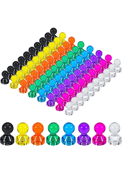 80 Adet Güçlü Buzdolabı Mıknatısı, Renkli Iğneli Mıknatıslar, Beyaz Tahta Mıknatısları, Buzdolabı Mıknatısı, Küçük Mıknatıslar (8 Renk) (Yurt Dışından)