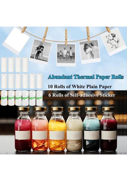 16 Rulo Mini Termal Yazıcı Kağıdı, 6 Rulo Termal Etiket Kağıdı ve 10 Rulo Termal Düz Kağıt Dahil, 57X25MM (Yurt Dışından) indirimleri