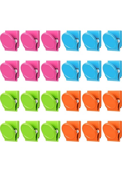 Manyetik Klipsler, 24 Parça Buzdolabı Mıknatısı Beyaz Tahta Mıknatısları, Metal Klipsler Buzdolabı Mıknatısları, Çok Renkli Mıknatıs Klipsleri (Yurt Dışından)