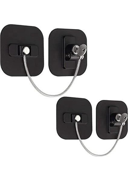 Adet Anahtarlı Buzdolabı Kapı Kilidi, Dondurucu Dolap Kilitleri, Çocuklara Dayanıklı Buzdolabı Kilitleri, Güvenlik Kilitleri, Delme Gerektirmez (Siyah) (Yurt Dışından)