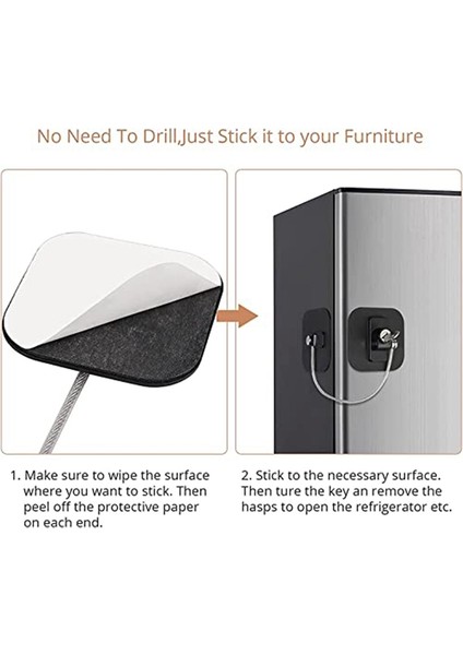 Adet Anahtarlı Buzdolabı Kapı Kilidi, Dondurucu Dolap Kilitleri, Çocuklara Dayanıklı Buzdolabı Kilitleri, Güvenlik Kilitleri, Delme Gerektirmez (Siyah) (Yurt Dışından) fırsatları