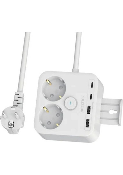 Akım Korumalı Priz 2'li Priz 2x USB Girişi 2x Type-C Girişi 2mt Kablo Grup Priz Ftr-21