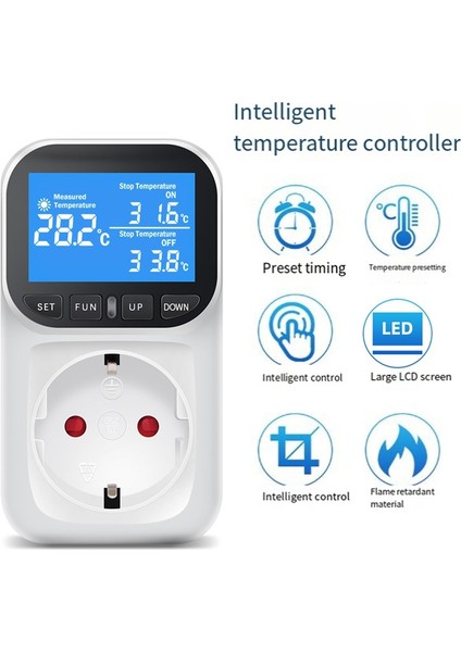 Dijital Sıcaklık Kontrol Cihazı Priz Termostatı Sensörlü Prob Isıtma Soğutma Anahtarı Arka Aydınlatmalı Ab Fişi (Yurt Dışından) modelleri