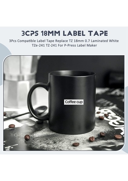 3 Adet Uyumlu Etiket Bandı 18MM 0.7 Lamine Beyaz TZE-241 -241 P- Etiket Makinesi Için Değiştirilir (Yurt Dışından) indirimleri