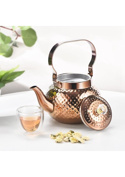 Demlikli Paslanmaz Çelik Çaydanlık 1,2 L, Çıkarılabilir Filtreli Su Isıtıcısı Çaydanlık - Çay Veya Diğer Çayları Filtrelemek Için, Bronz (Yurt Dışından) indirimleri