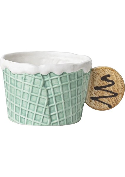 Kurabiye Su Bardağı Sevimli Seramik Kupa Ofis Öğleden Sonra Çayı Kahve Bardağı Ev Kahvaltı Süt Bardağı, Yeşil, Yuvarlak Saplı (Yurt Dışından) fiyatları