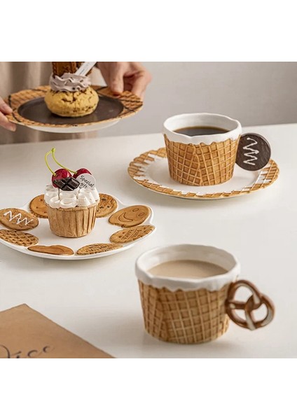 Kurabiye Su Bardağı Sevimli Seramik Kupa Ofis Öğleden Sonra Çayı Kahve Bardağı Ev Kahvaltı Süt Bardağı, Yeşil, Yuvarlak Saplı (Yurt Dışından) indirimleri