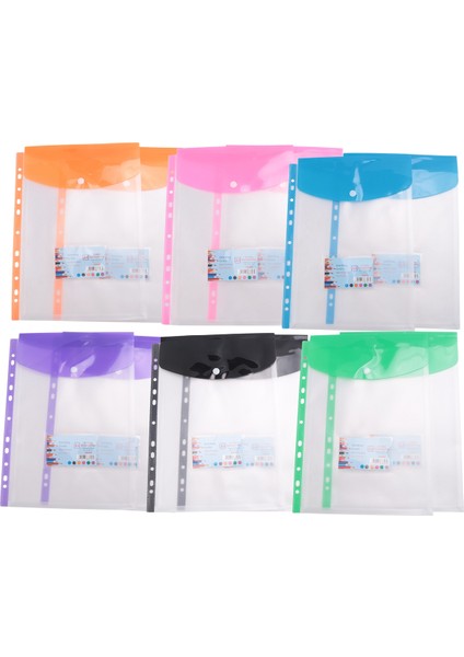 12'li Paket A4 Delikli Cepli Plastik Cüzdanlar - 11 Delikli Genişletilebilir Klasör Cepli Zarf Dosya Klasörleri (Yurt Dışından)