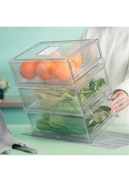 Çekmeceli Buzdolabı Saklama Kutusu, Istiflenebilir Buzdolabı Saklama Kutusu, Mutfak Dolabı Taze Saklama Kutusu L (Yurt Dışından) indirimleri