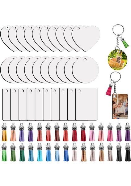 Süblimasyon Anahtarlık Boşluğu Seti Isı Transferi Mdf Boşluğu 3 Şekil Püsküllü Kolye Uçlu Halka Anahtarlık Zincirli (Yurt Dışından) fiyatları