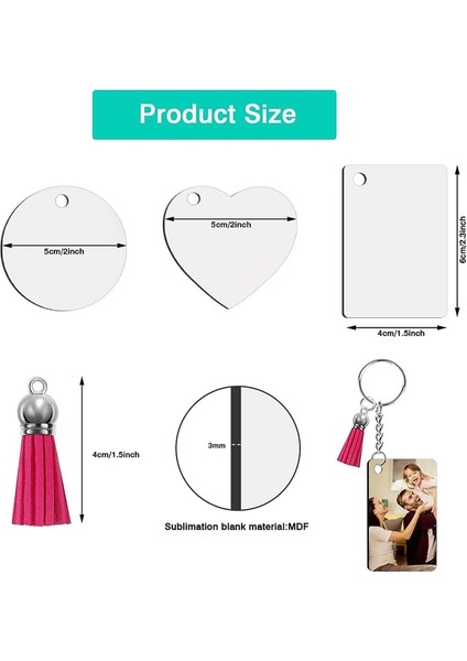 Süblimasyon Anahtarlık Boşluğu Seti Isı Transferi Mdf Boşluğu 3 Şekil Püsküllü Kolye Uçlu Halka Anahtarlık Zincirli (Yurt Dışından) modelleri