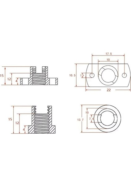 Upgrade 3 3s Pro V2 -10 3D Yazıcı Için 8 Adet Z T8 Geri Tepme Önleyici Yaylı Somun Giderici Pirinç Somun (Yurt Dışından) modelleri