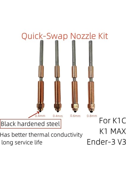 K1C 3D Yazıcı Aksesuarları, Bakır Alaşımlı ve Sertleştirilmiş Çelik Nozul, ENDER3V3/K1MAX/K1C Için Hızlı Çıkarma Nozul Kiti (Yurt Dışından)