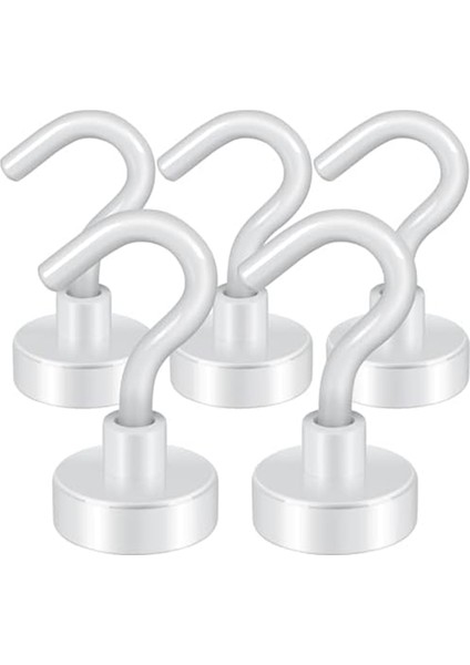Manyetik Kancalar, Buzdolabı Için Kancalı 27 Lb Ağır Hizmet Tipi Toprak Mıknatısları, Asmak Için Seyir Kancası, (Beyaz, 5'li Paket) (Yurt Dışından)