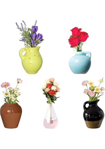 5 Parça Mini Vazo Buzdolabı Mıknatısları, Küçük Bitki Mıknatısları, Buzdolabı Dekorasyonu, Mutfak, Dolap, Ofis Için 3 Boyutlu Bitki Vazosu (Yurt Dışından)