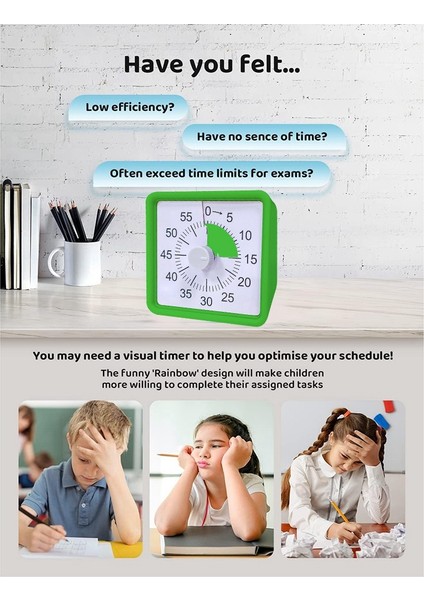 Çocuklar Için 60 Dakikalık Görsel Zamanlayıcı, Ofis Mutfağı Için Görsel Geri Sayım Zamanlayıcı, Sessiz Çalışmalı Pomodoro Zamanlayıcı Kırmızı (Yurt Dışından) modelleri