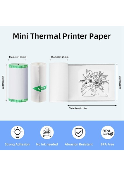Mini Etiket Fiş Yazıcısı Taşınabilir Termal Cep Yazıcısı Için 10 Rulo Termal Kağıt Kendinden Yapışkanlı Etiket Kağıdı (Yurt Dışından) indirimleri