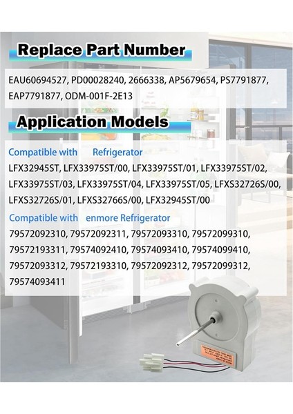 EAU60694527 Buzdolabı Fan Motoru Değişimi Için Buzdolabı Evaporatör Fan Motoru PD00028240 2666338 AP5679654 (Yurt Dışından) indirimleri