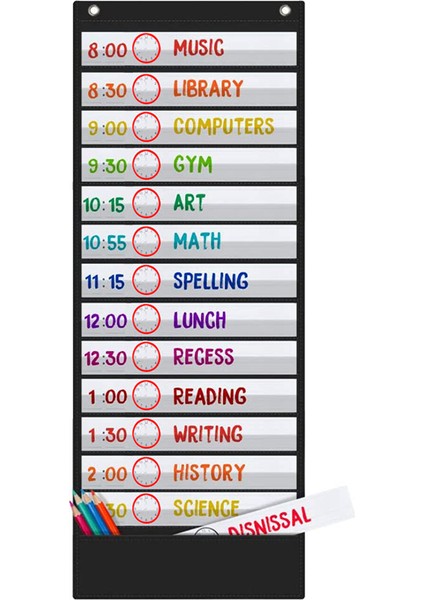 Günlük Program Cep Tabloları, 13+1 Cep, 18 Kenarlı Sınıf Için Yeniden Kullanılabilir, Sınıf Cep Tablosu, Sınıf Programı (Yurt Dışından)
