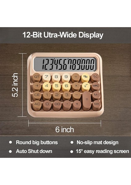 Masaüstü 12 Haneli Sevimli Hesap Makinesi, Mekanik Anahtar Tasarımı, Büyük LCD Ekranlı Büyük Düğmeli Hesap Makinesi, Degrade Pembe (Yurt Dışından) modelleri