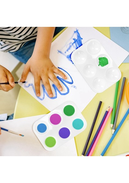 50 Parça Beyaz Plastik Suluboya Paleti, 6 Gözlü Dikdörtgen Boya Paletleri, Boya Tepsisi Paletleri, Çocuklar Için Boya Tepsileri (Yurt Dışından) modelleri