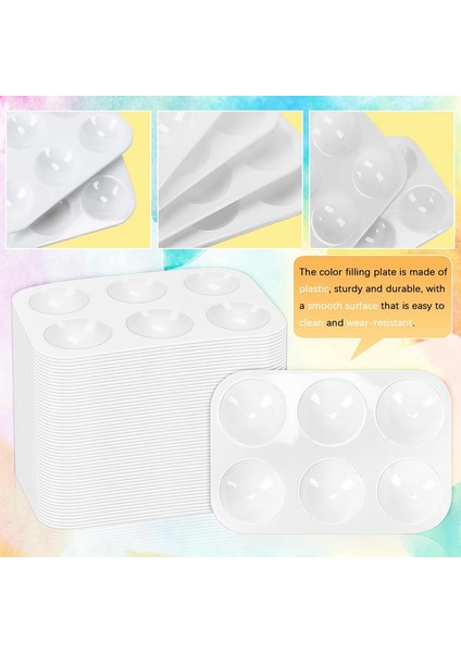 50 Parça Beyaz Plastik Suluboya Paleti, 6 Gözlü Dikdörtgen Boya Paletleri, Boya Tepsisi Paletleri, Çocuklar Için Boya Tepsileri (Yurt Dışından) fırsatları