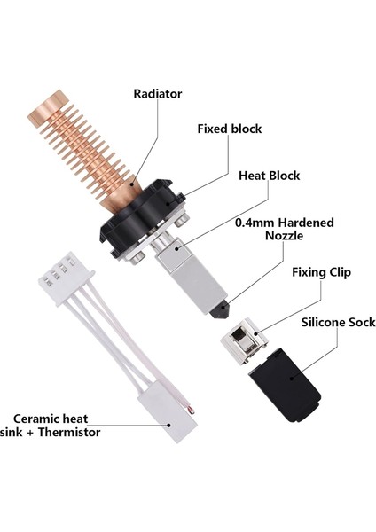 Adventurer 5m/5m Pro Için Sıcak Uç Kiti, Hızlı Değiştirilebilir Sıcak Uç Tertibatı 0,2/0,4/0,6 mm Sertleştirilmiş Çelik Nozul (Yurt Dışından) modelleri