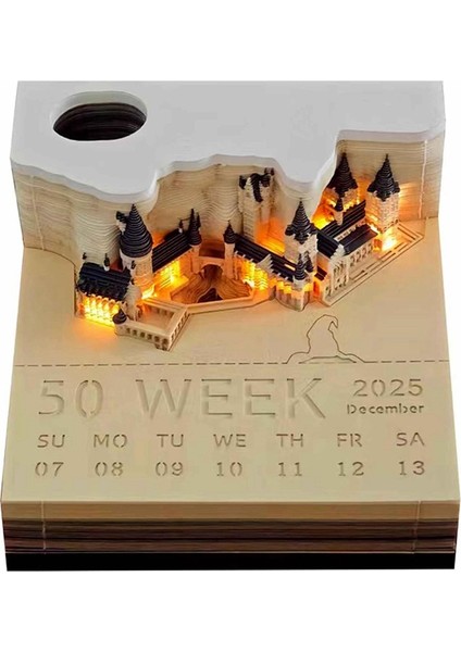Time Piece Takvimi, 2025 Masa Takvimi Not Defteri, Işıklı 3D Magic Castle Time Piece Not Defteri (Yurt Dışından) fiyatları