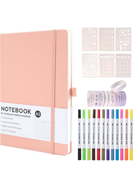 Noktalı Günlük Seti, A5 Sert Kapaklı Noktalı Günlük Defteri, Sayfa Numaraları, Başlangıç Seviyesi Için Noktalı Günlük Seti Pembe (Yurt Dışından) modelleri