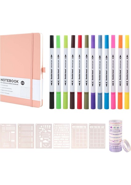 Noktalı Günlük Seti, A5 Sert Kapaklı Noktalı Günlük Defteri, Sayfa Numaraları, Başlangıç Seviyesi Için Noktalı Günlük Seti Pembe (Yurt Dışından) fırsatları