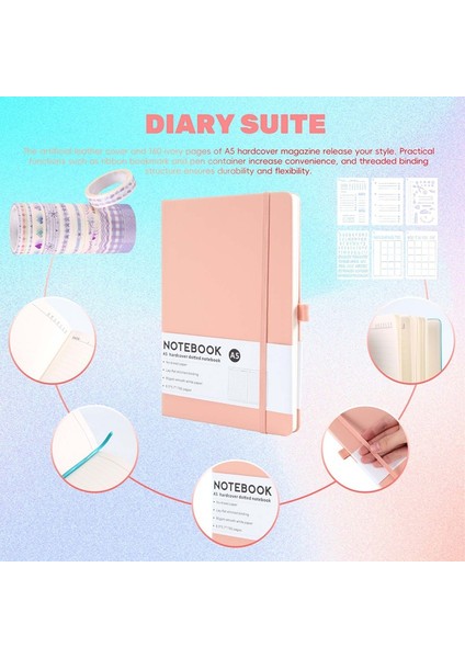 Noktalı Günlük Seti, A5 Sert Kapaklı Noktalı Günlük Defteri, Sayfa Numaraları, Başlangıç Seviyesi Için Noktalı Günlük Seti Pembe (Yurt Dışından) indirimleri