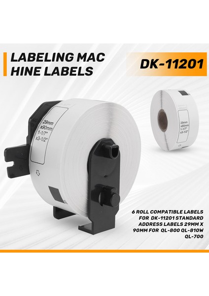-11201 Standart Adres Etiketleri 29 mm x 90 mm QL-800 QL-810W QL-700 Için 6 Rulo Uyumlu Etiket (Yurt Dışından) indirimleri