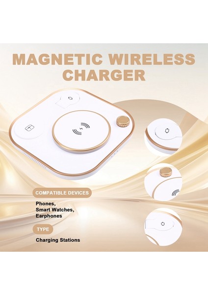 Çok Işlevli Katlanabilir Mobil Manyetik Kablosuz Şarj Cihazı, Lamba, Cep Telefonu, Saat, Kulaklık, 15W Masaüstü Şarj Cihazı, B (Yurt Dışından) indirimleri