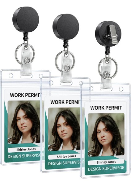 3'lü Paket Geri Çekilebilir Rozet Makarası, Döner Timsah Klipsli, Paslanmaz Çelik Yaylı, Ağır Hizmet Tipi Geri Çekilebilir Anahtarlık (Yurt Dışından)